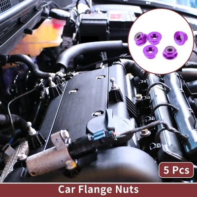 5 Stück M6*1.0 Auto-Flanschmuttern aus Aluminiumlegierung, Gummiring 6,6mm Lila - Bild 1 von 4
