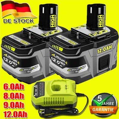 MARKENLOS 2X Für Ryobi P108 Akku 18V 12Ah 18V ONE Plus RB18L50 RB18L40 Batterie/ Ladegerät
