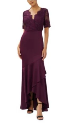 Adrianna Papell Dress 14 Burgundy Wine Long Maxi Formal Wedding Party Cruise NEW - Image 1 of 4
