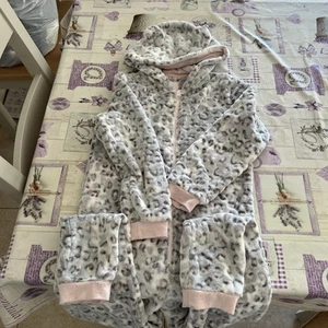 One Piece Lounge Wear Leopard Print Age 9 - 10 Years Soft Touch Great Condition - Picture 1 of 3