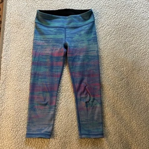 Ivivva Girls Leggings Blue Pink Purple Capri 10 Lululemon Girls - Picture 1 of 5