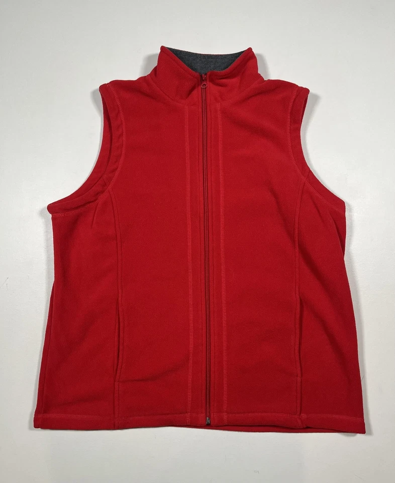 Laura Scott 背心女式大号红羊毛全拉链口袋暖层无袖 — 第 1/4 张图片