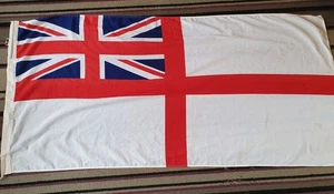 Vintage Royal Navy White Linen Flag (union Flag) Vintage Rare 6x3 Ft - Picture 1 of 7