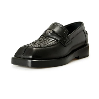 Versace Men's Black 100%Leather Silver Medusa&Studs Loafers Shoes US 12 IT 45 - Image 1 of 4