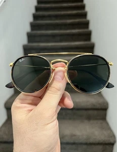 NEW Ray-Ban Round Double Bridge Sunglasses - Gold G-15 Lens RB3647N 51mm - Picture 1 of 5