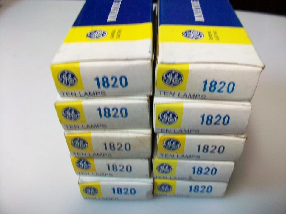 10 NOS VINTAGE BOXES 0F 10 EA. GE # 1820 BULBS - Image 1 of 4