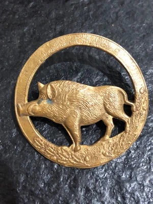 Insigne ancien 91 RI infanterie sanglier sans fabricant - Photo 1/2
