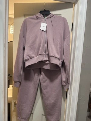 Mujer Forever 21 Malva 2 Piezas Jogger Sudadera XL Chaqueta Pantalón Grande Nuevo con Etiquetas Foto 1 de 4