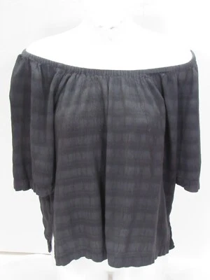 Blusa Ann Taylor Loft Texturizada M [ 40 Busto 17L] Negra Fuera del Hombro Rayón Foto 1 de 4