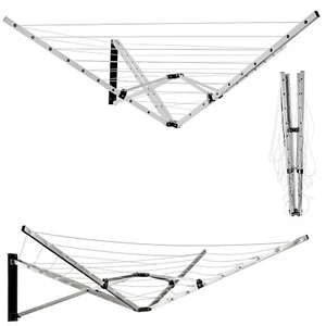 5 Arm Wall Mounted Rotary Airer 26 Meter Drying Space Washing Line Outdoor - Picture 1 of 7