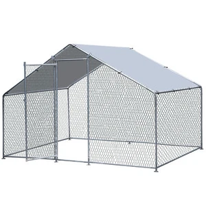 Metal Chicken Coop Run with Cover Walk-in Outdoor Poultry Pen for Rabbits Ducks - Picture 1 of 12