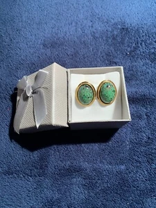 Ohrclips Jaspis grün,"für ganzheitliche Harmonie des inneren Seelenlebens" - Bild 1 von 15