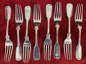 8 RARAS TENEDORES DE POSTRE DE PLATA PARA MONEDAS DE THOMAS WHARTENBY PHILADELPHIA - Imagen 1 de 8