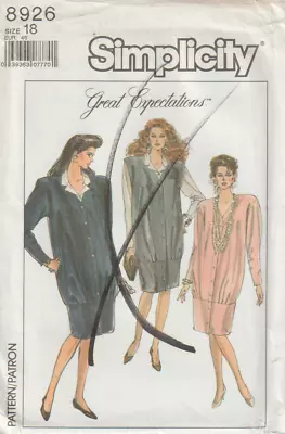 Simplicity 8926 c1988 Misses Maternity Dress Jumper & Blouse, Size 18, FF - Image 1 of 2