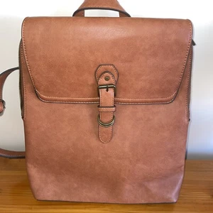 Next Dark Tan Backpack Padded Pockets Zip Inner Pocket 2 compartments mint cond - Picture 1 of 6