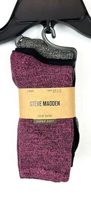 Pack de 3 calcetines Steve Madden para mujer, gris, negro, rosa talla 5-10 Foto 1 de 4