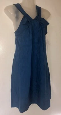 Nuevo con etiquetas Vestido Twelfth Street By Cynthia Vincent Azul 100% Seda Lazo Frontal Talla 4 Foto 1 de 4