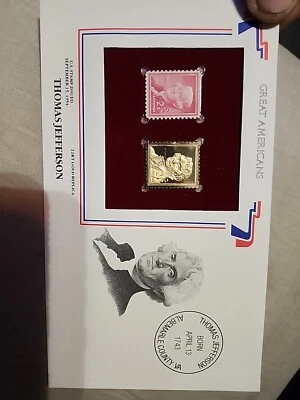 Selo Thomas Jefferson 2 centavos estado perfeito à prova com ouro 22k - Imagem 1 de 2