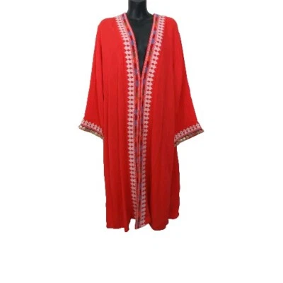 Vestido Pullover Arrugado Soft Surroundings Talla 1X Bordado Con Cuentas Cuello en V Caftán Foto 1 de 4