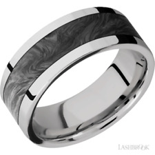 Lashbrook White Cobalt Chrome Forged Carbon Fiber Wedding Band Size 10 *