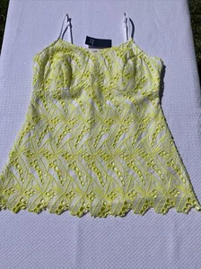 Crown & Ivy Yellow Eyelet Tank Top - Cami Size 4 - Picture 1 of 3