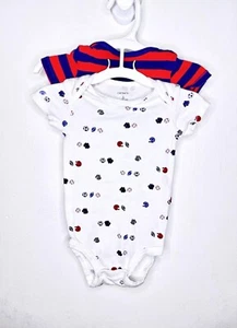 Carters Sports / Stripe 2 Pc Set Baby Boys Size 6 Months Short Sleeve Bodysuit  - Picture 1 of 4