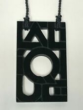 LALIQUE Crystal Black Art Deco Logo Letter Pendant Necklace New in Box