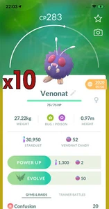 Pokemon TRADE - 10x Venonat Trade !! Good Chance of Lucky and Good IVs !! - Picture 1 of 1