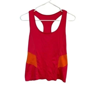 Women’s Active Racerback Tank Top Bright Pink Orange Colorblock Mesh Swing Tank - Picture 1 of 8