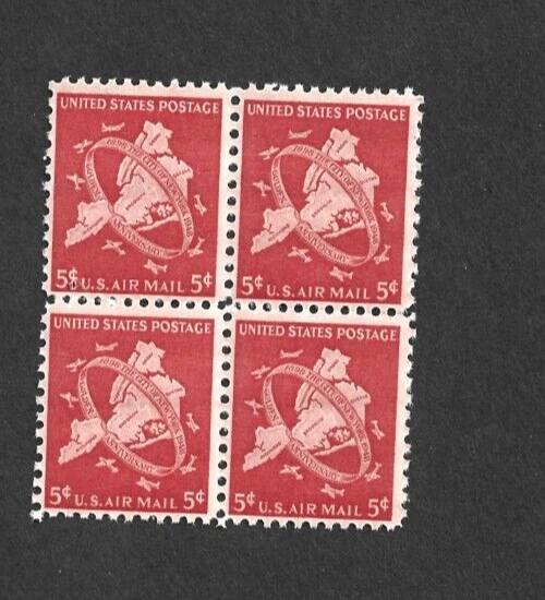US STAMP C38 AIRMAIL BLOCK NEW YORK CITY JUBILEE 5 CENT MINT NH OG FREE SHIP - Image 1 of 1