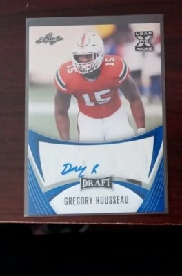 2021 Leaf Gregory Rousseau #BA-GR1 Autographed Card  - Image 1 of 2