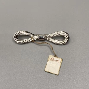 Monet Vintage Silver Tone Braided Infinity Loop Bow Brooch Bar Pin Signed Tags - Picture 1 of 5
