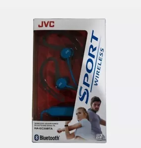 JVC Kenwood Sport Wireless Bluetooth Headphones HA-EC20BTA Blue Remote & Mic NEW - Picture 1 of 2