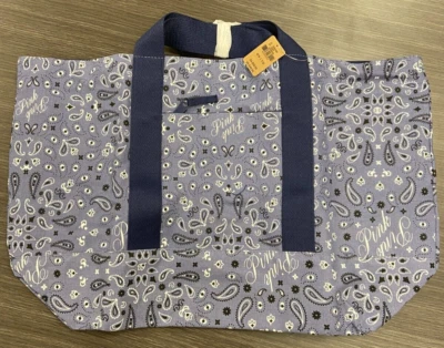VICTORIAS SECRET ROSA LONA BOLSO GIMNASIO PLAYA AZUL MARINO PAISLEY REVERSIBLE NUEVO CON ETIQUETAS Foto 1 de 3
