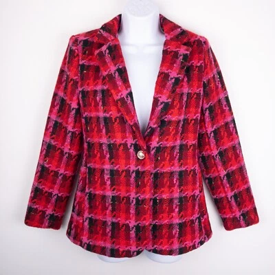 Tahari Jacket Womens Size 6 Red Metallic Holiday Tweed Blazer New - Image 1 of 4