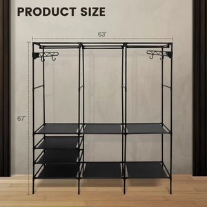 4Tiers Heavy Duty Clothing Garment Rack Closet Organizer Metal Wardrobe w/ Shelf - Picture 1 of 12