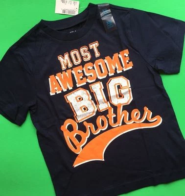 ~ Новый ~ «Самый потрясающий большой брат» для мальчиков рубашка 4 4T 5-6 7-8 10-12 14 подарок синий серый - Изображение 1 из 3