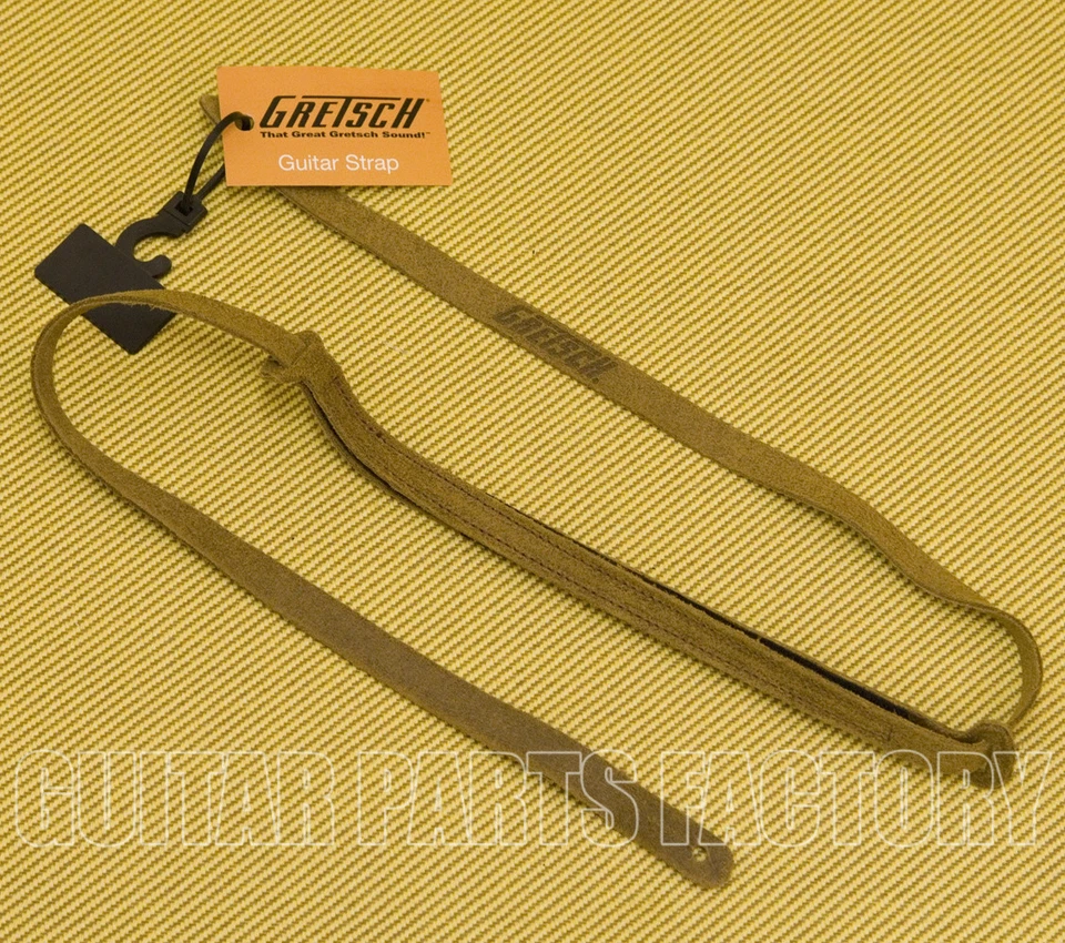 922-0080-101 Gretsch G Brand Logo Suede Brown Leather Mandolin Strap  - Image 1 of 1