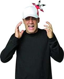 Rasta Imposta Chinese Ninja Star Joke Hat in Head Halloween Cap Costume Adult - Picture 1 of 1