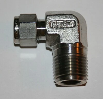 3/8" Tube x 1/2" MNPT 316ss Male Elbow Fitting Hansun - Image 1 of 2