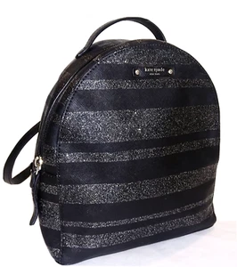 KATE SPADE Haven Lane Sammi BACKPACK Handbag WKRU4791 Black Glitter Stripes - Picture 1 of 8