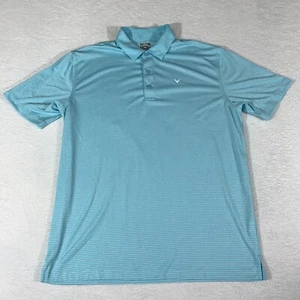 Polo da golf Callaway manica corta Opti Dri da uomo taglia large blu acqua a righe - Foto 1 di 8