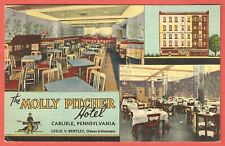 THE MOLLY PITCHER HOTEL, CARLISLE, PENNSYLVANIA - 1942 Linen Postcard