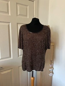 Frank Usher Size L 16 UK Top Silk Women’s Vintage Heavily Beaded Cruise Evening - Picture 1 of 12