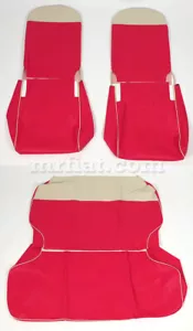 Fundas de asiento rojas para Fiat 500 F/R borde crema nuevas - Imagen 1 de 1