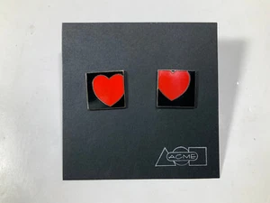 Vintage ACME Studio ANDY WARHOL “Heart” Enamel Cufflinks NEW - Picture 1 of 3