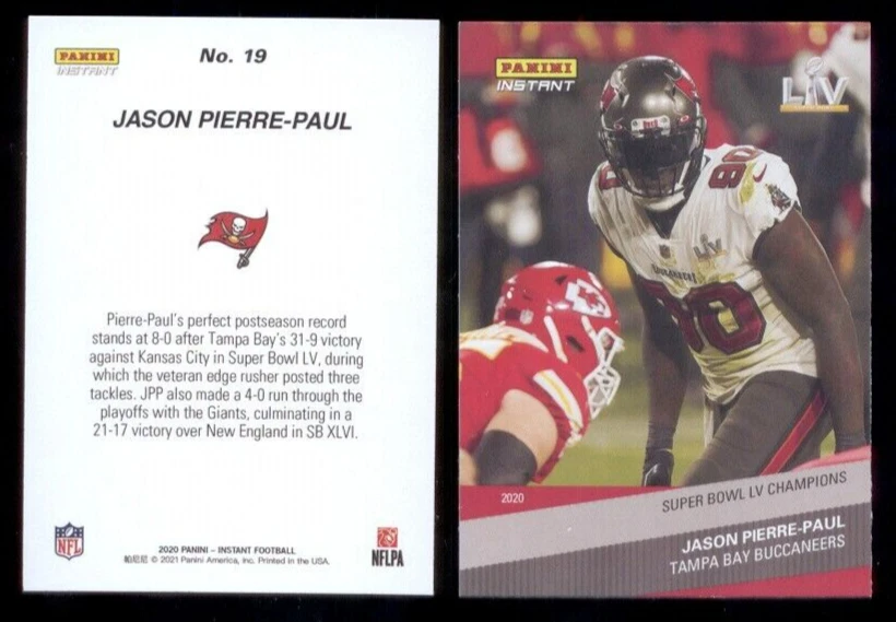 2020 Panini JASON PIERRE-PAUL Tampa Bay Buccaneers Super Bowl Card - Image 1 of 1