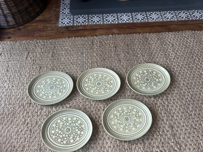 Vintage Franciscan Reflections Set Of 5 Oval Dinner Plates Green - Image 1 of 4