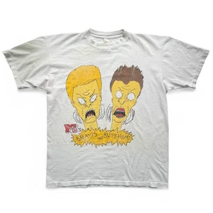 Vintage 90s Beavis and Butthead MTV Cartoon T Shirt Thrashed Grunge Funny XL TV - Picture 1 of 13