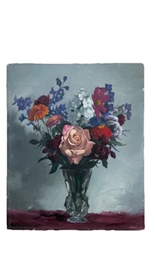 Armand Dehondt : Tableau ancien huile signé bouquet de fleurs - Photo 1/4